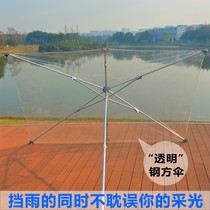 Transparent umbrella Outdoor stall courtyard umbrella square oblique shop folding thickened commercial large large custom heavy rain umbrella