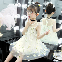 Girls' mesh dress summer 2022 new Korean style little girl's western-style floral puffer dress camisole princess dress
