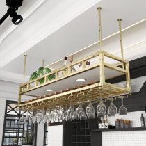 European-style double-layer goblet rack Bar table hanging wine glass rack Wine rack upside down hanging cup rack household ornaments