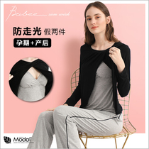 Moon suit Spring and Autumn postpartum nursing pajamas Feeding suit Two-piece thin Modell pregnancy nursing top