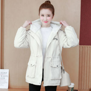 旧传(服饰)2020秋季新款韩版加厚棉衣女中长款加绒连帽大码外套