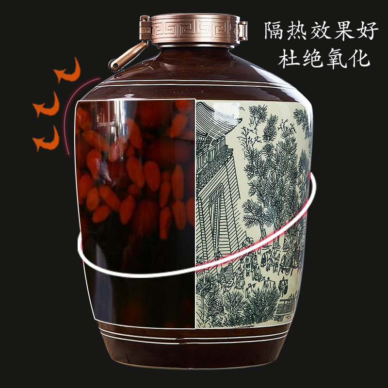 Jingdezhen ceramic wine wine jar cylinder 1/3/5/10 jins antique bottles household sealed jar of wine