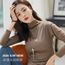 High collar autumn clothing single piece of seamless womens underwear long sleeve outside wear slim coat autumn and winter wild warm base shirt