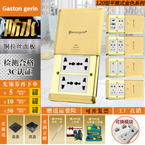 All copper waterproof ground socket Hidden flat push slide type ground plug ground seat HDMI double five-hole ten-hole ground socket