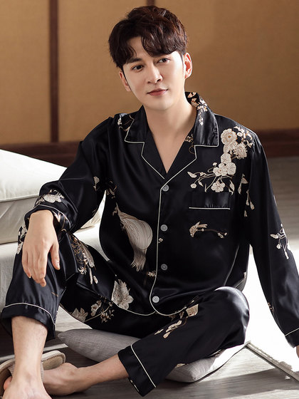 LANGSHA BINGSI PAJAMAS 남자 2025 NEW SPRING and AULTUMN LAPHEL Loose Long Sleeve Casual Home Summer Set LANGSHA BINGSI PAJAMAS 남자 2025 NEW SPRING and AULTUMN LAPHEL Loose Long Sleeve Casual Home Summer Set