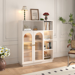 Light luxury bookcase living room glass door dustproof bookshelf children's storage cabinet storage rack French cream style storage cabinet