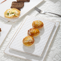 Creative Phnom Penh geometric rhomboid flat plate ceramic Western dining tray flat pan refreshment flat disc stew tray spintraday tray