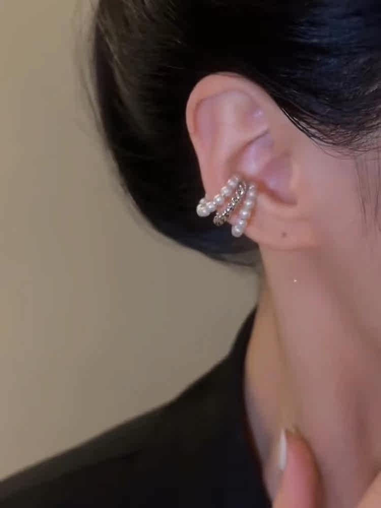 法式复古珍珠耳骨夹小众设计高级感耳饰ins简约百搭无耳洞耳夹女详情1