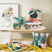 Holding pillow Nordic minimalist wind can be detached and washed bedroom living room sofa leaning on pillows padded waist cushion cotton linen texture chair backrest sleeve