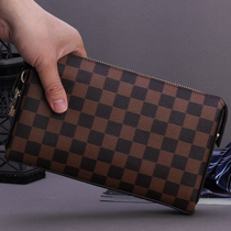 Mens clutch bag mens clutch bag clutch bag lock grid large capacity leisure business New