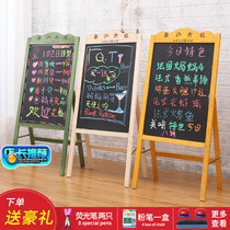 Billboard Display Cards Handwritten Words Boards Real Wood Blackboard Advertising Board Standing Fold Small Blackboard Shop With Fluorescent Plates