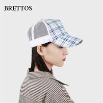 BRETTOS hat ladies baseball cap outdoor leisure curved eaves cap simple Joker Plaid net cap