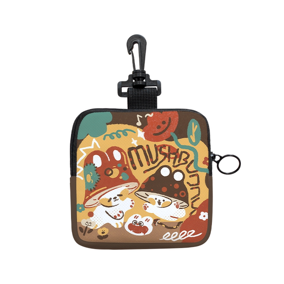 Aosong original mushroom rabbit zipper student canvas mini niche design thin and light card bag integrated coin wallet Aosong original mushroom rabbit zipper student canvas mini niche design thin and light card bag integrated coin wallet