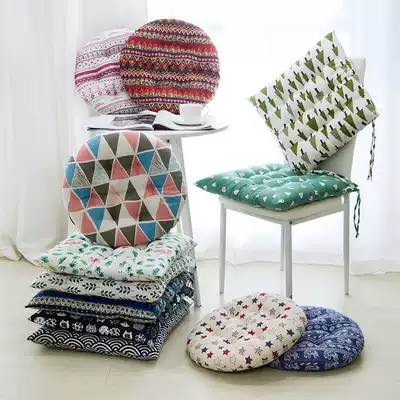 Thickened cushion summer chair chair cushion cotton linen office Four Seasons classroom student stool butt cushion breathable soft