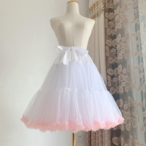 Skirt support lolita lolita daily marshmallow clouds boneless soft yarn violence lengthened Puff skirt lining pink