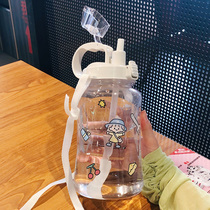 Oversized capacity with straw cup large man high face value water glass schoolgirl small cute kled man ins wind mug