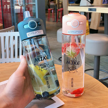 Plastic Straw Cup Korean version Creative personality Trend male and female student Large-capacity kettle portable cup