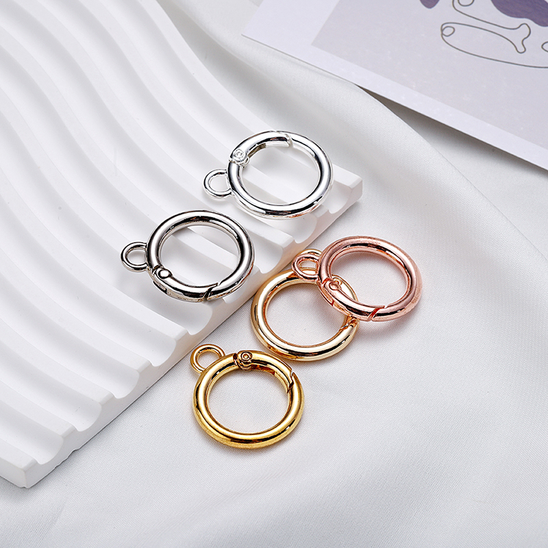 zinc alloy color spring coil with hanging key ring handmade diy keychain accessories split ring bag hardware hanging buckle