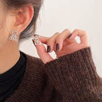 Get rich and get rich earrings sterling silver 2021 new trendy flash diamond simple female small high-end temperament light luxury earrings