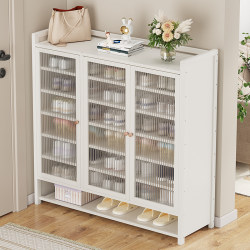 New installation-free shoe rack at home entrance door wall-mounted dust-proof shoe cabinet solid wood multi-layer strong and durable folding