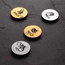 Hotel Hot and cold water logo Bathroom Cold Water Hot Water Warm Reminder Board Bathroom Tap Hot and cold water logo Imitation Metal Gold Silver Color Round Drop Shaped Hot Water Cue Stick sign