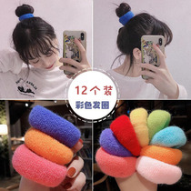 Head rope female Korean version of cute candy color high elastic wool hair rope wild thick hair circle net red girl tie hair ornaments