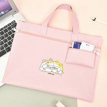 Cute cartoon A4 File bag zipped large-capacity handbag Multi-layer student with exam paper collecting bag Oxford cloth students with cram bags for medical history collection of bags for primary school students