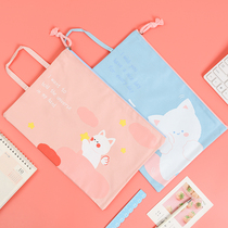 Cute zipped file bag A4 South Korea Xiaoqing New exam paper kit Archives Elementary school students with containing bag Canvas Hand Children Cartoon Large Capacity Waterproof Female Brief Pregnant pregnant woman Pregnancy Test Hand Carry Bag