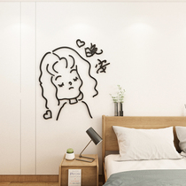 ins Wind Net red text three-dimensional wall stickers girl heart room layout acrylic background bedside wall decoration painting