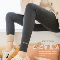 Thread leggings women wear in autumn and winter with velvet padded warm stretch slim slim without trace waist nine-point pants