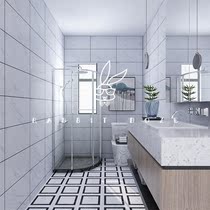 Nordic minimalist style kitchen and bathroom non-slip floor tiles Geometric jazz black and white tiles Balcony living room background wall tiles 300300