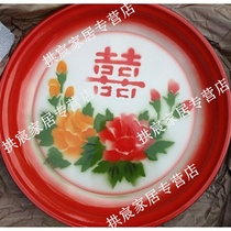 Tea tray household tray Old-fashioned plate nostalgic tray Old-fashioned tray Old-fashioned enamel round household tray vintage pocket