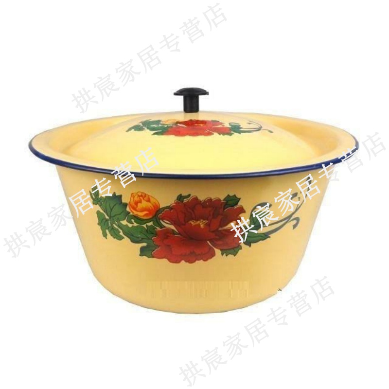 Enamel soup bowl basin thickening magnetic magnetic ceramic POTS home little and the basin that wash a face with cover large capacity in the kitchen