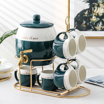 Light luxury cold kettle water cup set home living room bubble teapot fruit tea set high temperature resistant cold kettle with faucet