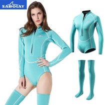 Koreas new one-piece wet suit Diving suit womens stockings 2MM warm fashion sexy jellyfish jacket surf snorkeling suit