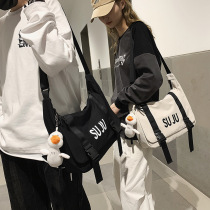 Japanese ins Harajuku large capacity canvas bag Retro Hong Kong style tooling postman bag Korean girl shoulder messenger bag
