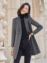 Plaid blazer womens autumn and winter long 2021 New Korean casual temperament Joker English style small suit