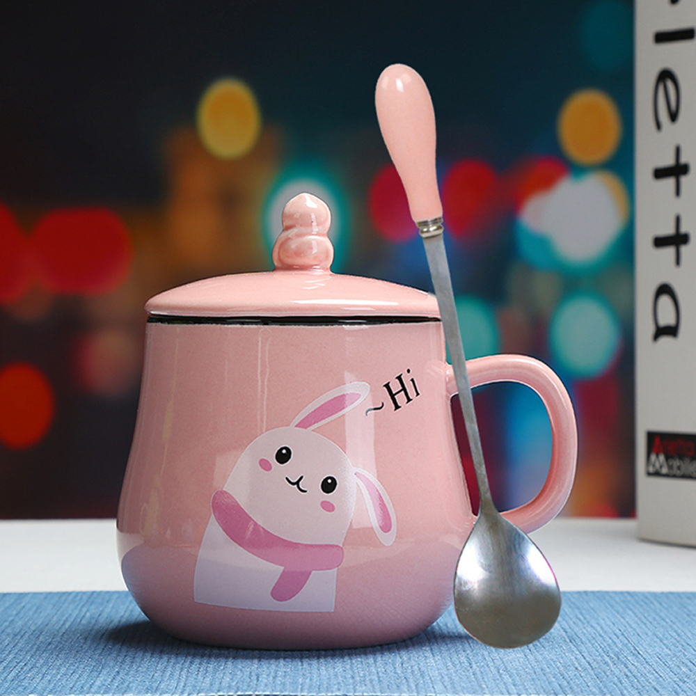 Han edition express cartoon animal keller ceramic cup ultimately responds cup picking spoon, milk cup a cup of coffee cup with cover