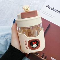 High Face Water Glass GJ-399ML Womens Worth Glass Cup can female love raw coffee cup portable sub-style double drink cup ins wind