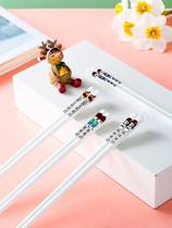Anti-mould and anti-bacteria resistant parent-child ceramic chopstick KZ0323 Sub-use with creative hand man for special chopsticks