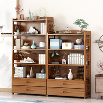 Nanzhu Living room Floor-to-ceiling bookcase simple household student storage rack Bedroom simple picture book solid wood bookshelf shelf