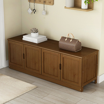 Modern Nanzhu household door can sit European-style shoe stool storage stool Shoe cabinet bench Long one-piece shoe rack