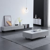 Italian rock plate telescopic TV cabinet Coffee table combination Modern simple small apartment locker Living room assembly floor cabinet
