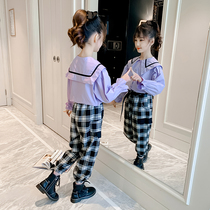 Girls Spring Suit 2022 New Korean Edition College Style Children Spring and Autumn Season Foreign Atmosphere Big Boy Fashion Two-Piece Set