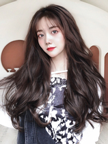 Wig hair film Female long curly hair big wave one piece piece of no trace invisible fluffy simulation hair V-shaped curly hair film