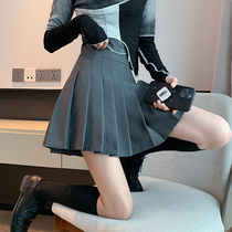 Gray pleated skirt female summer half-skirt short skirt high waist and thin college wind a skirt arm skirt