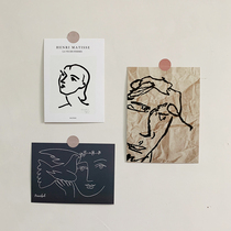 ins wind vintage art card Picasso line oil painting Room wall decoration stickers Bed and breakfast wall stickers cards