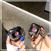 Electrosilver-coated Pepsi with necklace Applicable airpods protective sheath airpodspro shell Apple Wireless Bluetooth headphone Sleeves Ipods Silicone Strap Pendant Softshell Airpod