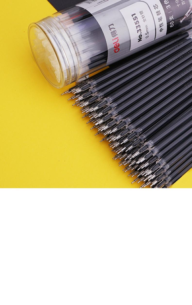 5黑色全针管碳素笔按动子弹头学生用书写0.35水笔芯20支装红色0.