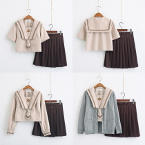 jk uniform skirt genuine autumn and winter suit full set of students long sleeve sealer clothing College Style women pleated skirt two-piece set
